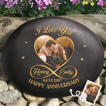 Custom Photo Printed Rock - Personalized Anniversary Wedding Gifts For Husband And Wife, Him And Her - Together For A Lifetime